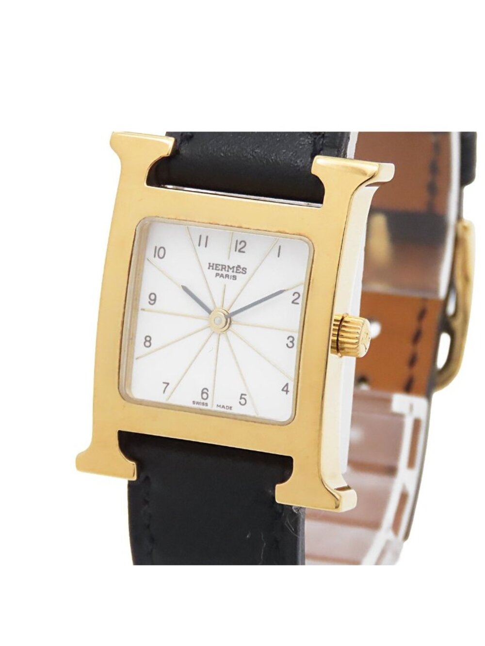 Hermes H Watch White SS Epsom Quartz